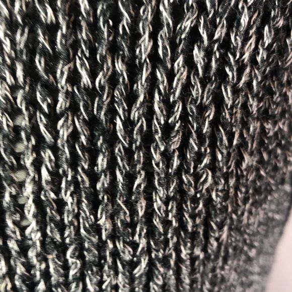 Say What? Cropped Grey Crew Neck Sweater Med. Extra Long Sleeves/Ribbed Accents - Picture 3 of 13